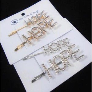 2 Crystal Stone Hope Bobbie Pins